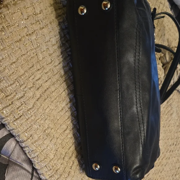 NWOT Coach Black Leather Shoulder Bag with Gold Accents - Picture 12 of 12